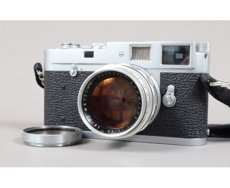 A Leitz Wetzlar Leica M2 Rangefinder Camera, serial no 976365, 1959, lever rewind, no self-timer, body F, moderate age-relate