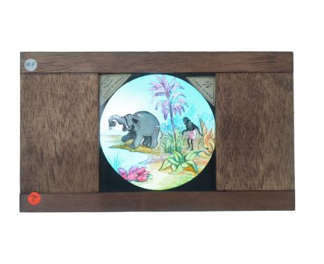 Mahogany-Mounted Magic Lantern Slides,  hand-coloured story set static slides - 'The Drunkard's Children', titled in ink (8),