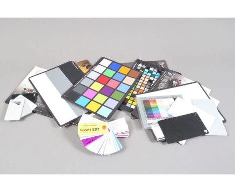 Color Checker Cards, a Gretag Macbeth Color Rendition Chart, a Gretag Macbeth Grey Scale Balance Chart, a Gretag Macbeth Digi
