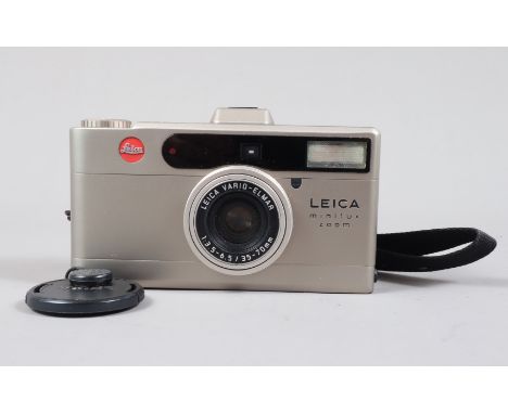 A Leica Minilux Zoom Compact Camera, serial no 2454570, powers up, shutter working, meter responsive, flash working, appears 