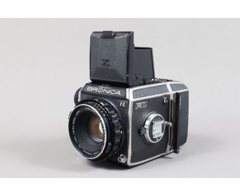 A Zenza Bronica EC-TL 6 x 6cm SLR Camera, serial no CB362003, body G-VG, mild mirror and screen dust, focal plane shutter wor