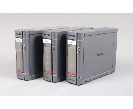 Three Buffalo Link Station HS-DHGL Series Hard Drives, model no HS-DH1000GL-EU, all drives cleared, all power up, otherwise u