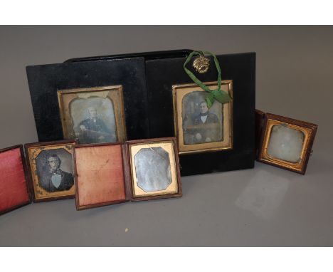 Portrait Daguerreotypes of Gentlemen, wall-hanging quarter-plate (2) and sixth-plate - young bearded man, inscribed in case '