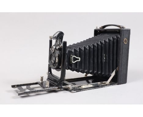 An Ica Ideal 246 Folding Plate Camera, body G-VG, light wear, bellows G, light wear,  shutter fires, no slow speeds, with fal