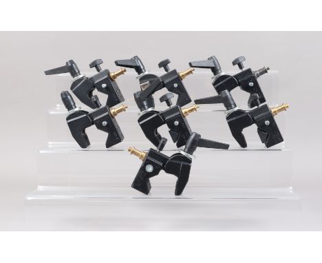 Seven Manfrotto 035 Super Clamps, all with studs, some light signs of use, G-VG,with a SLS-LC1 large clamp