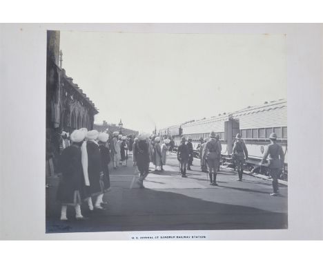 An early 20th Century Half-Calf Gilt Presentation Oblong Quarto Photograph Album titled 'Visit of H E General The Right Honou