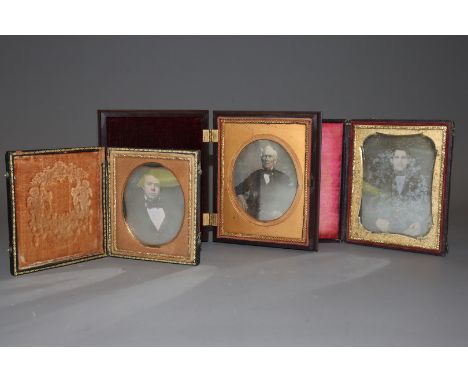 Cased Portrait Daguerreotypes of Gentlemen, quarter-plate - elderly gentlemen, spectacles in left hand, in Peck &amp; Co geom