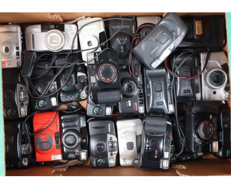 A Tray of Canon Compact Film Cameras, comprising 26 approx examples, models include Sure Shot AF-7, Snappy LXII, Sure Shot Z1