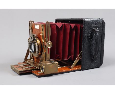 A G Houghton &amp; Son Sanderson 5 x 4in Hand &amp; Stand Camera serial no 1755, original model, circa 1901, twin bow spring 