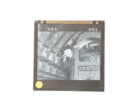3¼in sq Magic Lantern Slides,  London Transport publicity, photographic, 1930s, including 'fluffers' on Underground, AEC C Cl