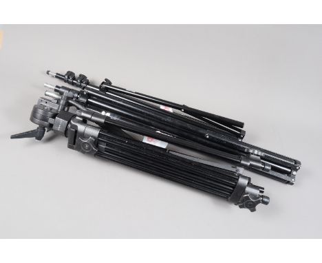 A Camlink TPVIDEO1 Heavy Duty Video Tripod, fluid damped pan and tilt head, release plate missing, two leg tension wheels mis