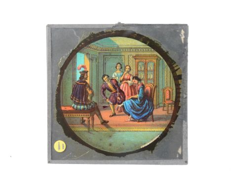 3¼in sq Magic Lantern Slides,  story sets and part-sets - 'Piggie Went To Market', 'Dan Daberton's Dream', 'The Lion King', '