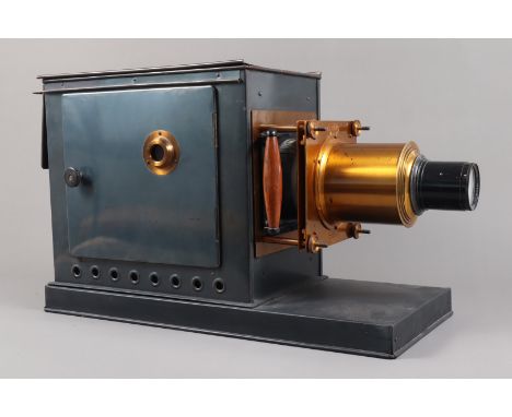 An early to mid 20th Century Triple-Extension Russian Iron and Brass Robert Rigby &amp; Sons 'Empire' Electric Magic Lantern,