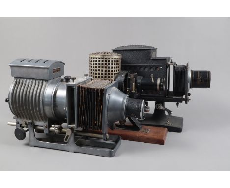 Electrically-Illuminated Optical Equipment,  one Houghton-Butcher aluminium circular-bodied magic lantern with bellows, F-G, 