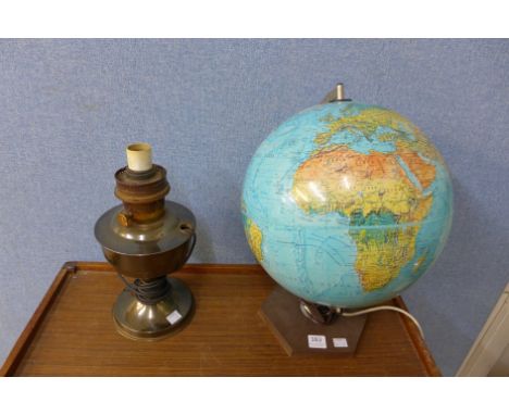 A terrestrial globe lamp and one other