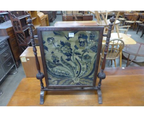 An Edward VII mahogany firescreen