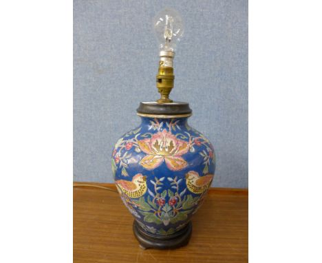 A Chinese style blue table lamp 