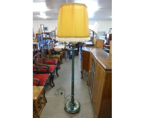 A green Japanned standard lamp