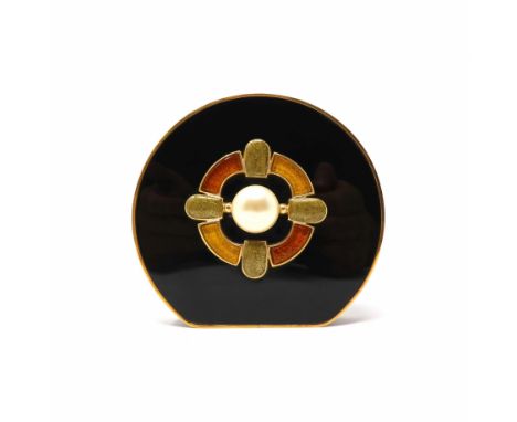 Gripoix and Enamel Evening Bag,Chanel, c. 2004,Black resin body, with amber and jade gripoix motif and central simulated pear