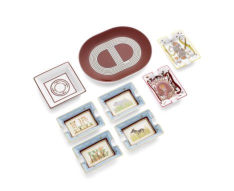 Ceramic Dishes and Ashtrays,Hermes, various dates,To include a set of four mini ashtrays with animal scenes, a set of two min
