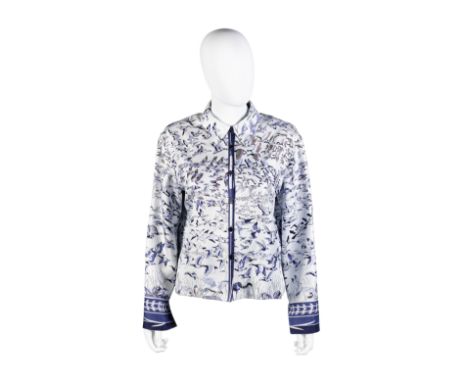 Libres Comme L'air Geese Print Silk Shirt,Hermès, c. 2015,Button down with long sleeves, fully lined in silk, Condition Grade