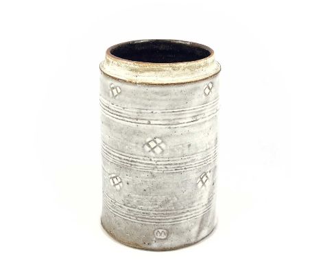 William 'Bill' MARSHALL (1923-2007) Cylindrical Pot Impressed makers markHeight: 17cmDiameter: 11cm(Lacks lid). This pot has 