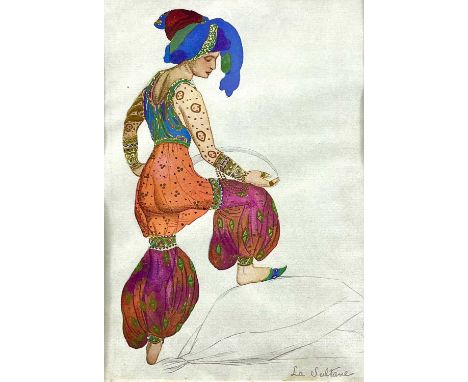 Léon BAKST (1866-1924) La Sultane Lithograph with gilt die-stamping, printed title, 20x15cm