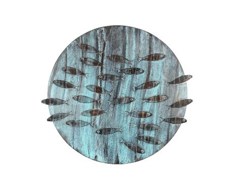 Simeon SMYTHE Scattering Shoal  Copper panel, signed, 19 x 20cm.This piece is in excellent condition.