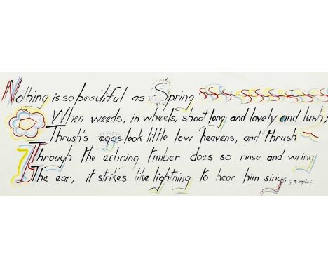 Terry FROST (1915-2003) Spring by Gerard Manley Hopkins The first lines of the poem in ornamented caligraphy, 23x59cmManchest