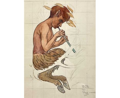 Walter TAYLOR (1860-1943) Pan from Heywood Sumner's Chase  (the  Morris and Co tapestry) Watercolour, inscribed and dated 190