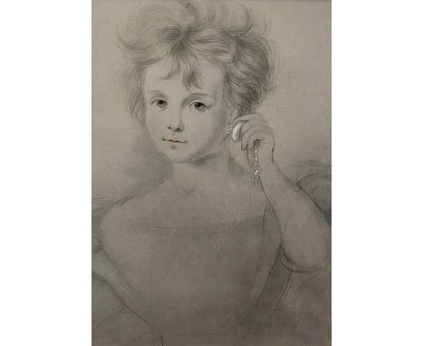 Follower of Sir Thomas LAWRENCE (1769-1830) Young Lady with an Earring 19th Century pencil and chalk Portrait, 46x32cm