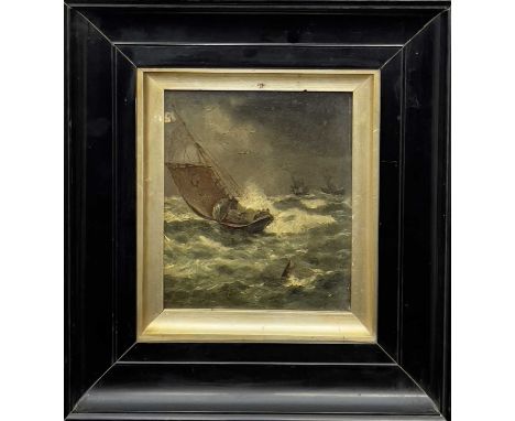 G. C. Pilot Cutter in Heavy Seas Oil on panel, signed with initials, 20x16.2cm
