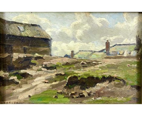 Frank Proschwitzry FREYBURG (1862-1939/40) St. Ives  Oil on panel. signed, further signed, inscribed and dated 1907 to verso,