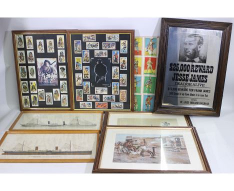A collection of predominantly United States themed wall art, largest piece approximately 37 cm x 44 cm.
