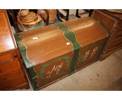 A large painted dome top trunk