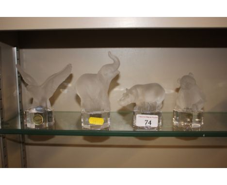 Four Goebel frosted glass animal paperweights 