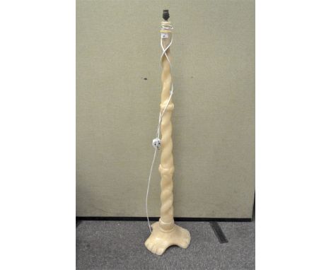 An alabaster standard lamp, of twisting form, 130cm high