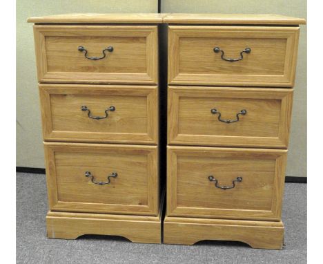 A pair of bedside cabinet chests of drawers, each with three drawers, 79cm x 43cm x 44cm