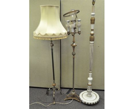 An onyx and gilt standard lamp and two others, largest 165cm high