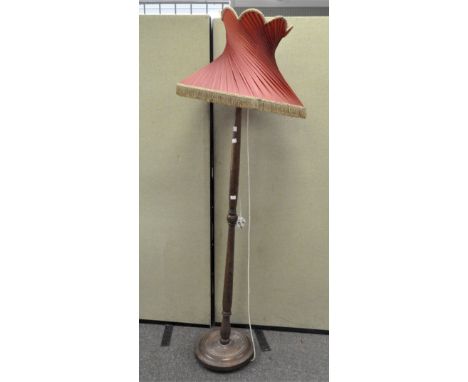 An oak standard lamp