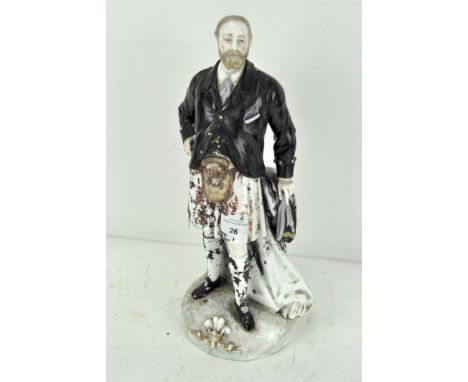 A large glazed ceramic figure depicting Prince Albert, marked to base, 38cm high (AF)