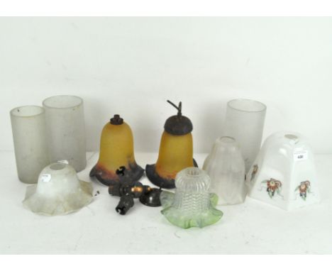 A collection of various lamp shades, largest 18cm high
