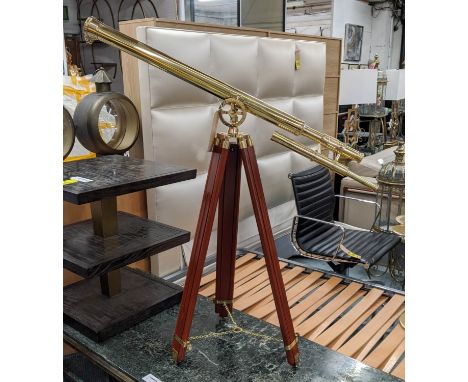 TELESCOPE ON STAND, on height adjustable tripod stand, 198cm H at tallest. 