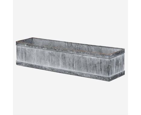 TROUGH PLANTERS, a pair, 20cm H x 90cm W x 20cm D, galvanised metal. (2) 