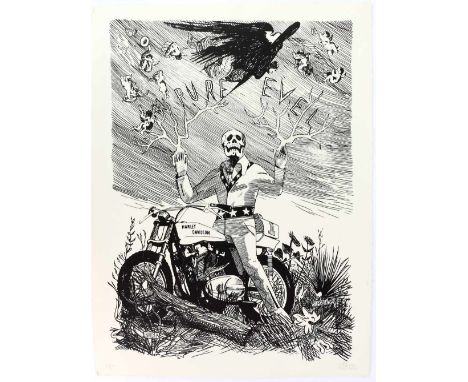 Pure Evil (British, b.1968). 'Pure Evel Knievel (Diamond Dust)', limited edition screenprint, signed in pencil to lower right