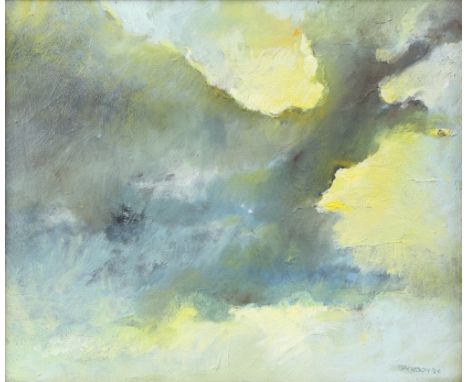 Charles Jamieson (1952), stormy sky, oil on canvas, signed and dated 84, 34cm x 30cm together with a pencil portrait, signed,