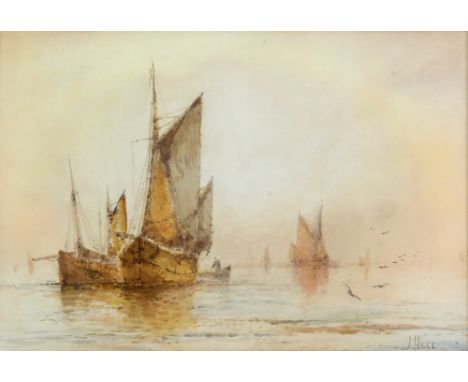 J Hill, marine scenes, watercolour, pair, signed, 24cm x 35cm (2) Provenance: A. R. Whibley &amp; Son, Worthing        