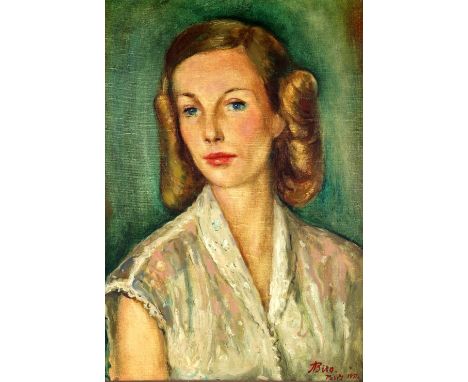 Biro, Paris Portrait of a lady, oil on canvas,  53cm x 47cm signed and dated 1951 and another oil of a lady seated reading, a