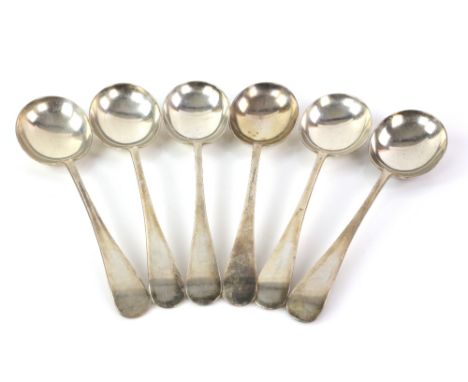 Six Edward VII silver Old English pattern soup spoons, by William Hutton &amp; Sons Ld., Sheffield, 1904, 14oz, 435g,        