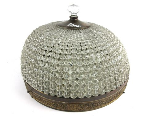 A French inverted dome cut glass and brass chandelier, h. 25 cm, dia. 40 cm    CONDITION REPORT:  General wear and tear